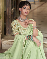 Laxmipati Chiffon Pista Green Saree