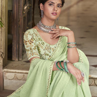 Laxmipati Chiffon Pista Green Saree