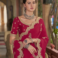 Laxmipati Silk Crape Maroon Saree