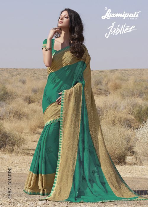 Laxmipati Bulbul 4587 Chiffon Teal Green Saree