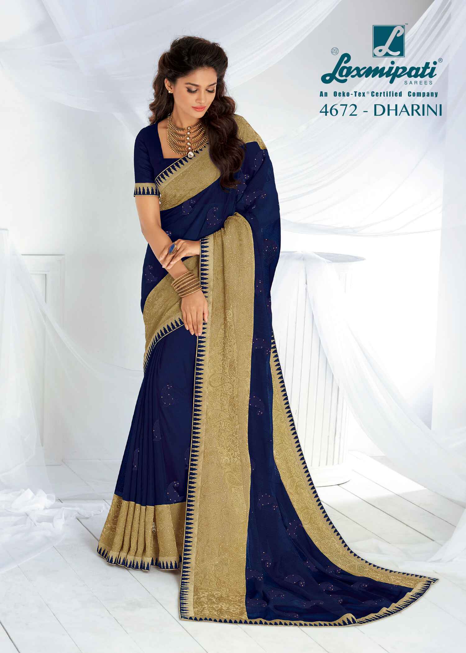 Laxmipati Bulbul 4672 Chiffon Blue Saree