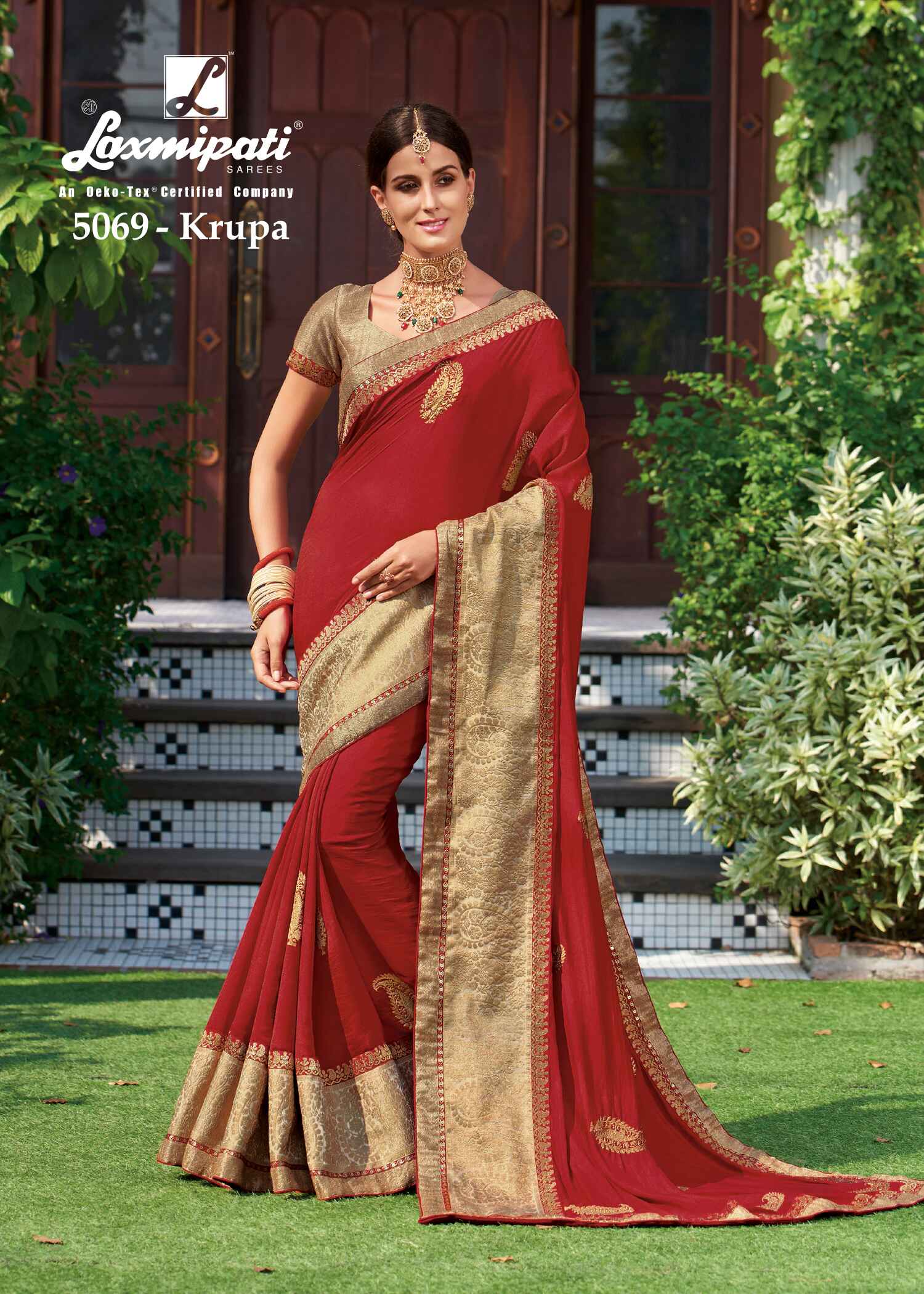 Laxmipati Bulbul 5069 Satin Silk Red Saree