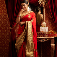 Laxmipati 5069 Krupa Red Satin Silk Saree - Akshara Singh