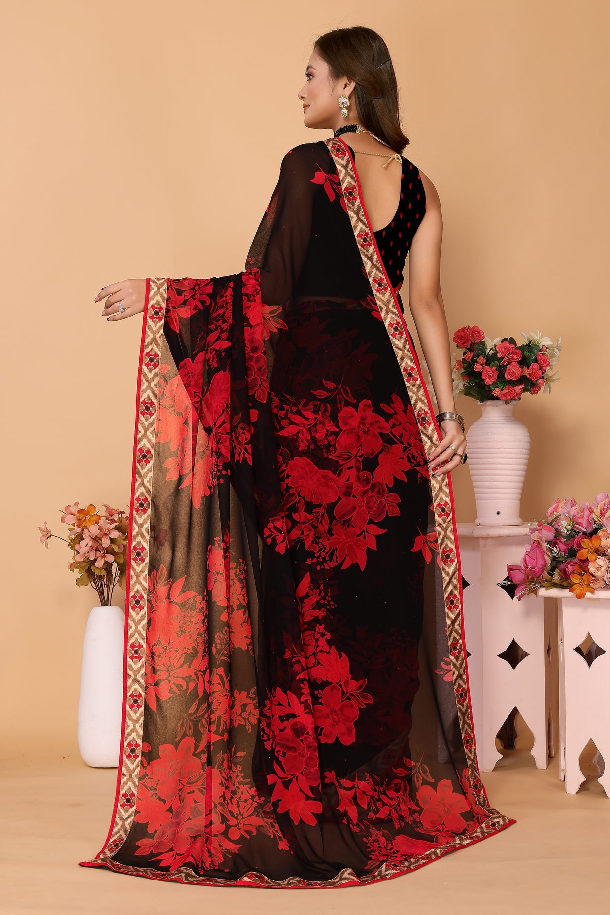 Laxmipati 5525 Poly Georgette Red Saree