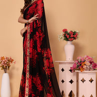 Laxmipati 5525 Poly Georgette Red Saree