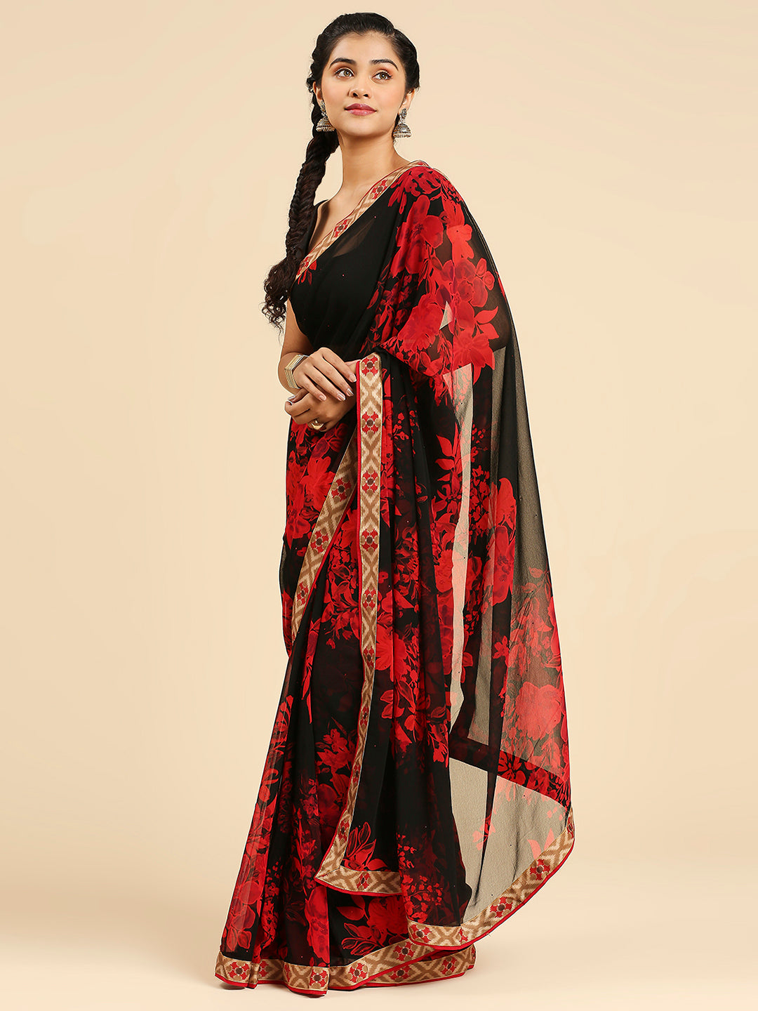 Laxmipati 5525 Poly Georgette Red Saree