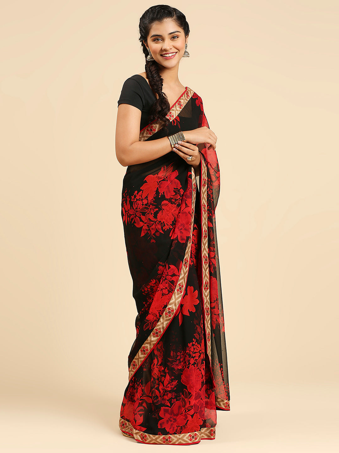 Laxmipati 5525 Poly Georgette Red Saree