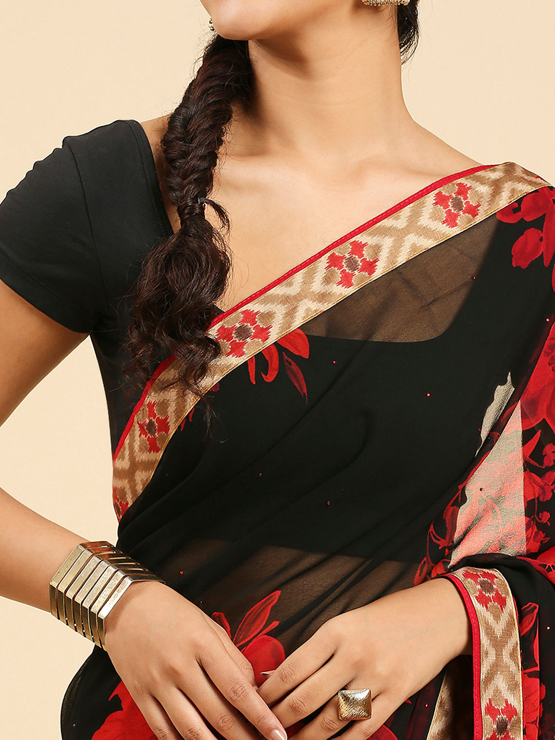 Laxmipati 5525 Poly Georgette Red Saree