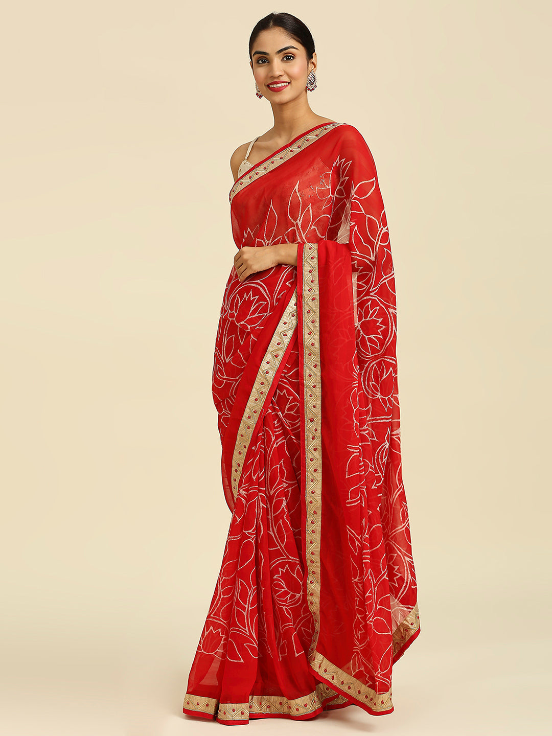 Laxmipati 5559 Poly Chiffon Red Saree