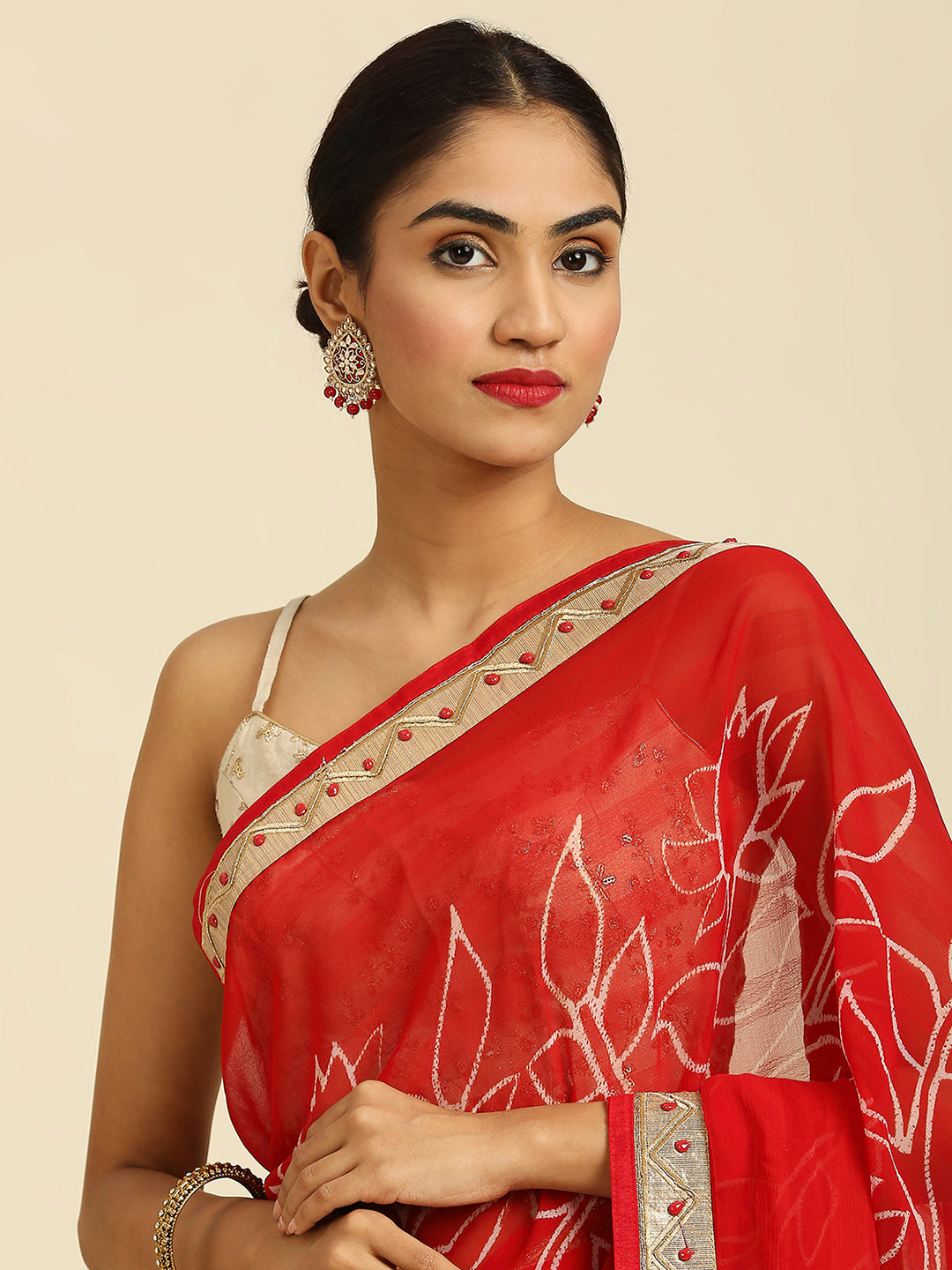 Laxmipati 5559 Poly Chiffon Red Saree