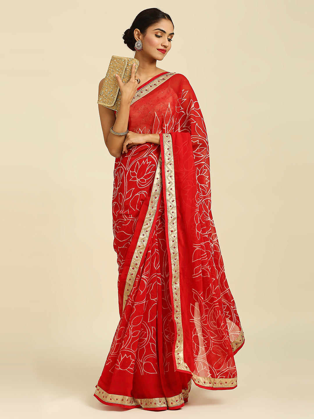 Laxmipati 5559 Poly Chiffon Red Saree