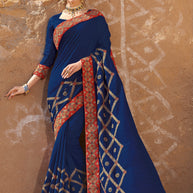 Laxmipati Rasili 5584 Art Silk Navy Blue Saree