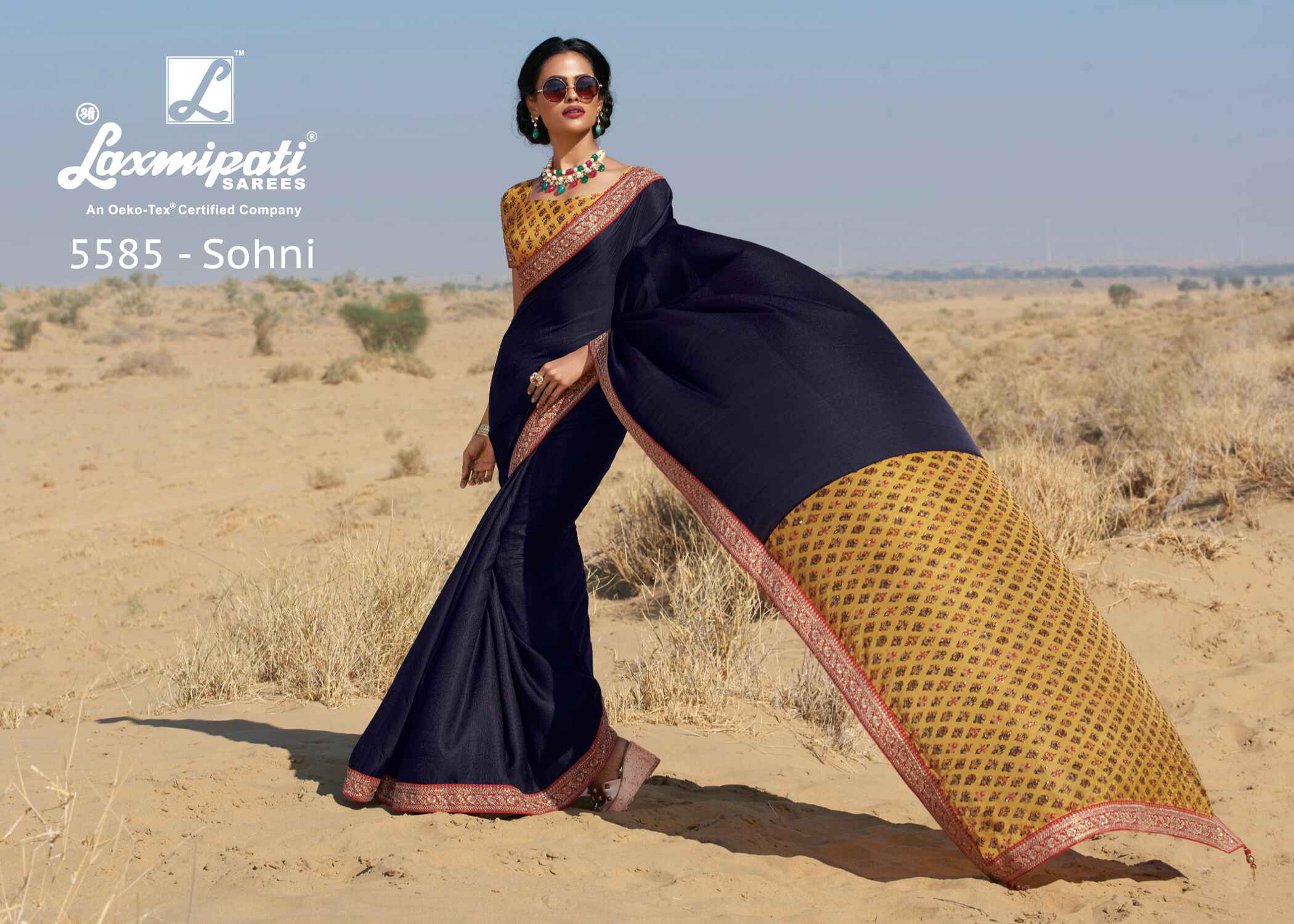 Laxmipati Bulbul 5585 SILK Navy Blue Saree