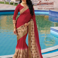 Laxmipati Bulbul 5610 Chiffon Red Saree