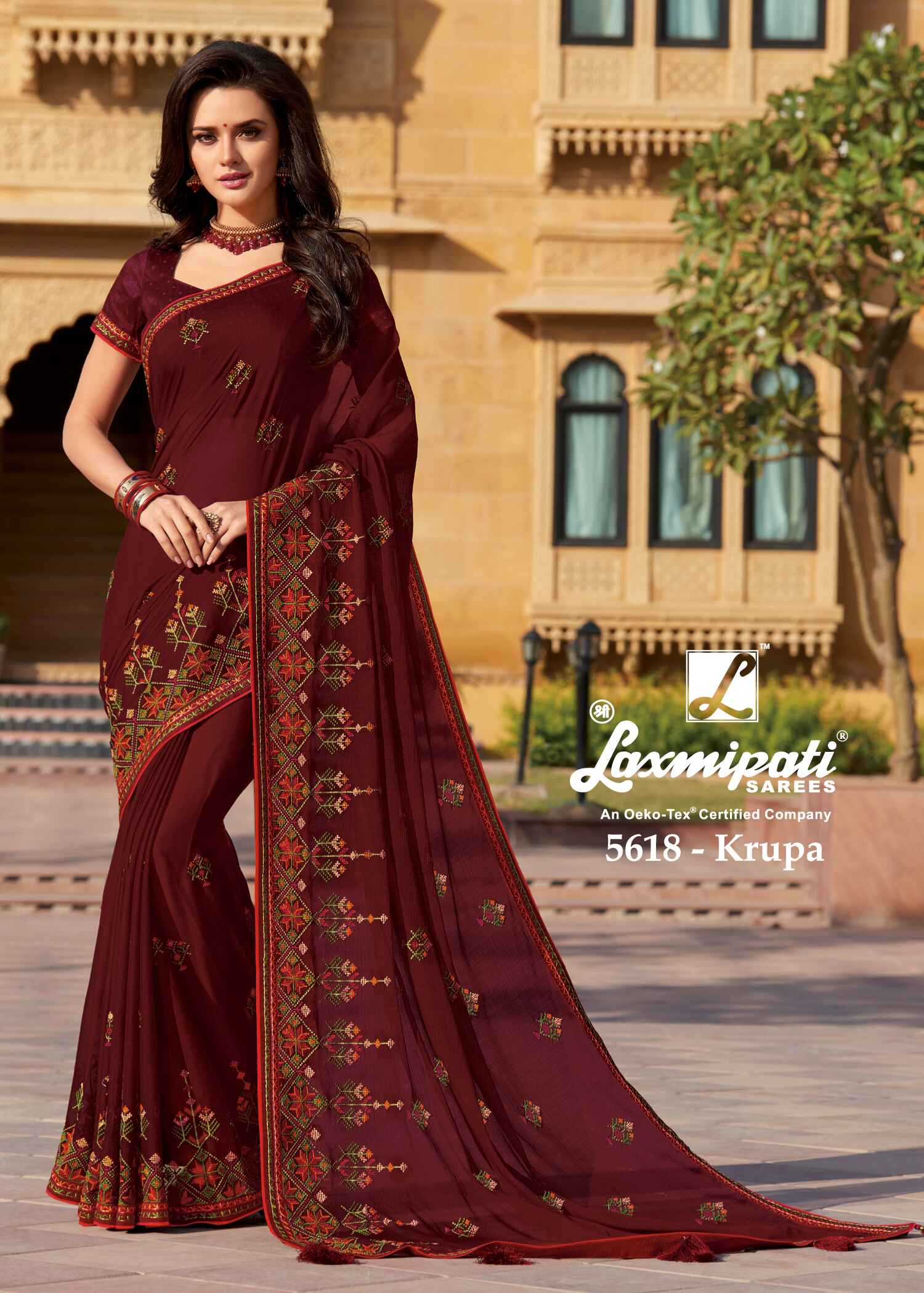 Laxmipati Bulbul 5618 Chiffon Brown Saree