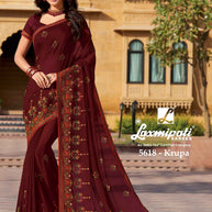 Laxmipati Bulbul 5618 Chiffon Brown Saree