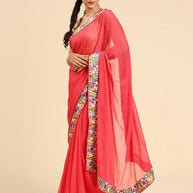 Laxmipati 6319 Poly Chiffon Pink Saree