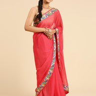 Laxmipati 6319 Poly Chiffon Pink Saree