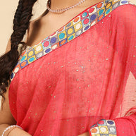 Laxmipati 6319 Poly Chiffon Pink Saree