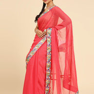 Laxmipati 6319 Poly Chiffon Pink Saree