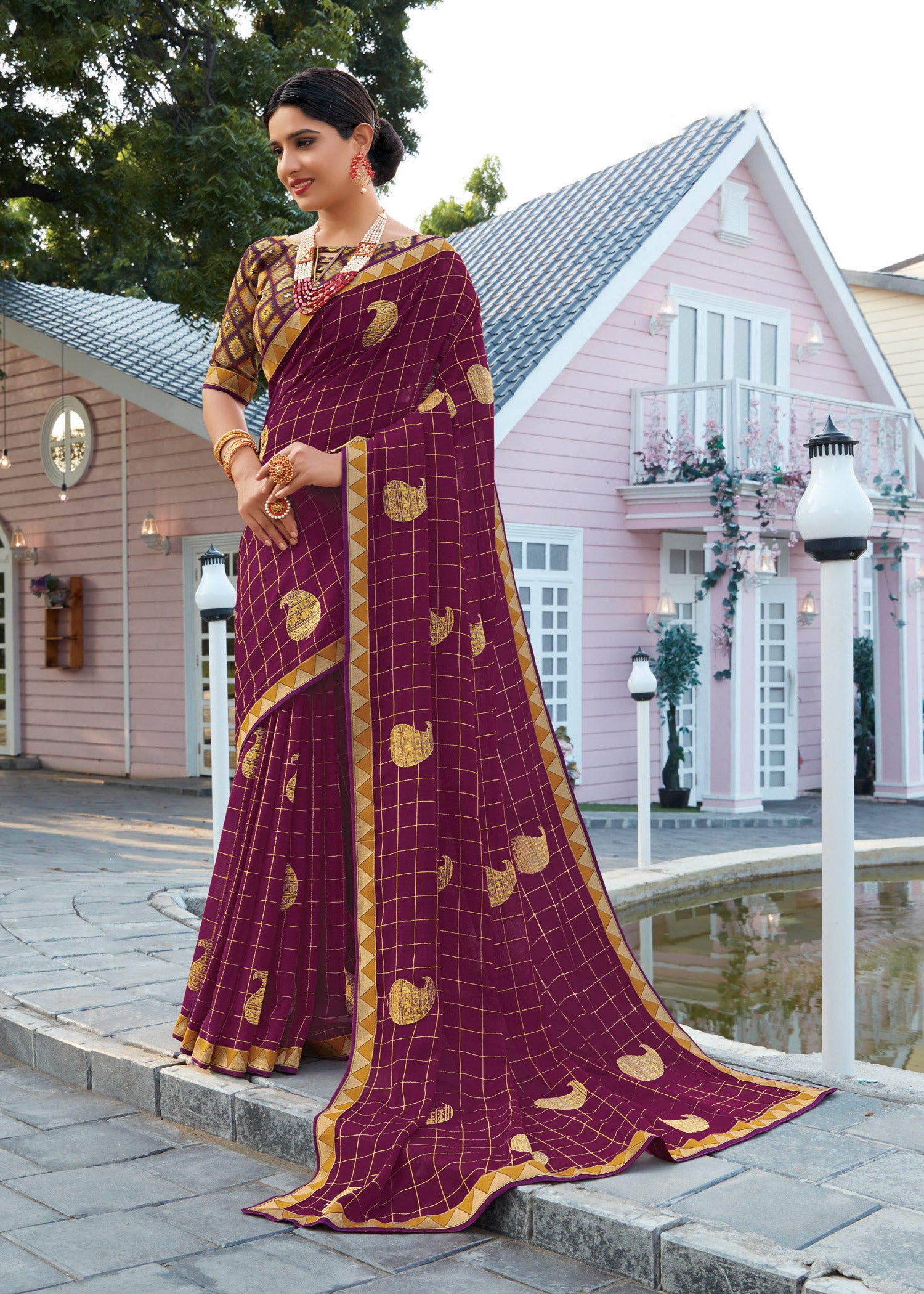 Laxmipati Rasili 6439 Chiffon Purple Saree