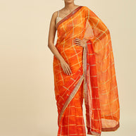 Laxmipati 6542 Poly Chiffon Orange Saree