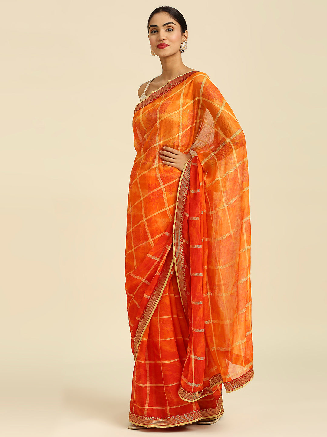 Laxmipati 6542 Poly Chiffon Orange Saree