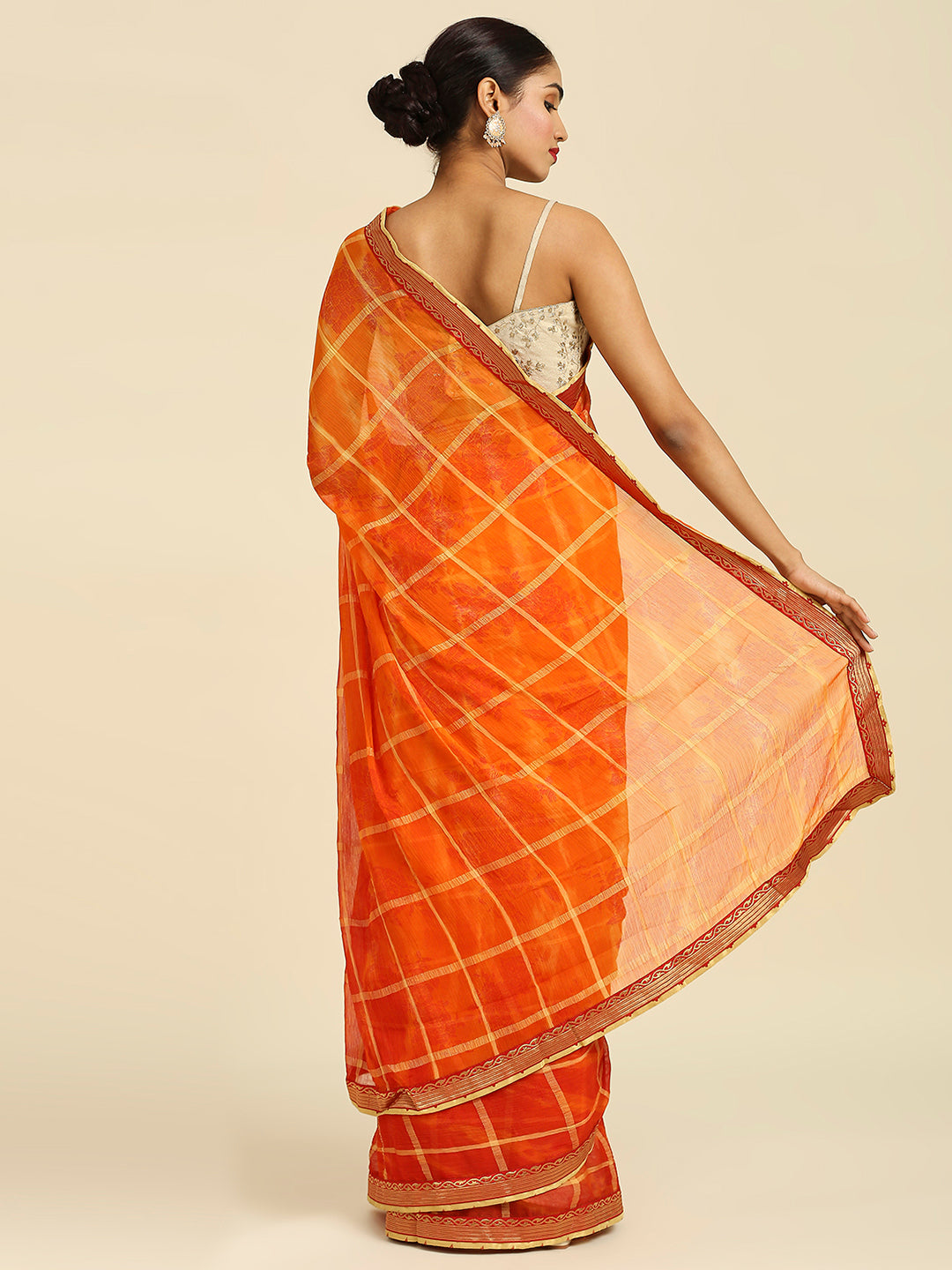 Laxmipati 6542 Poly Chiffon Orange Saree