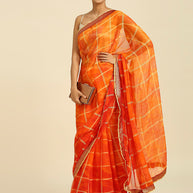 Laxmipati 6542 Poly Chiffon Orange Saree