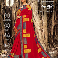 Laxmipati Bulbul 6612 Chiffon Red Saree