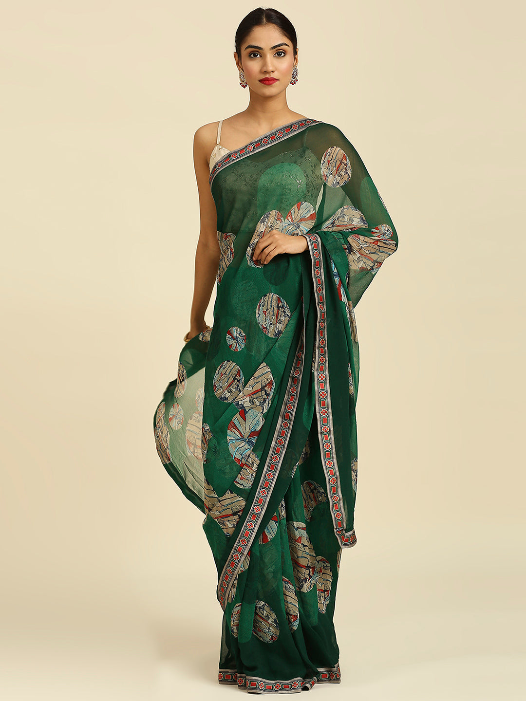 Laxmipati 6790 Poly Georgette Green Saree