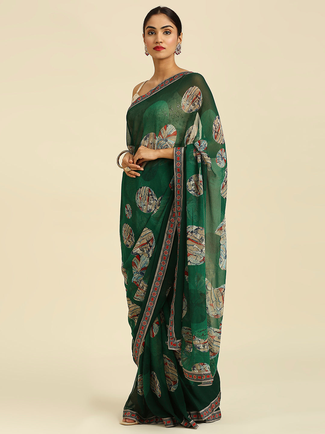 Laxmipati 6790 Poly Georgette Green Saree