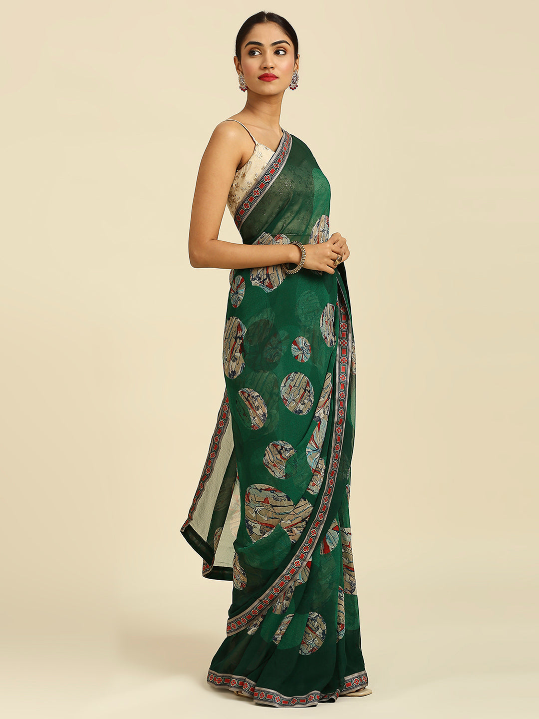 Laxmipati 6790 Poly Georgette Green Saree