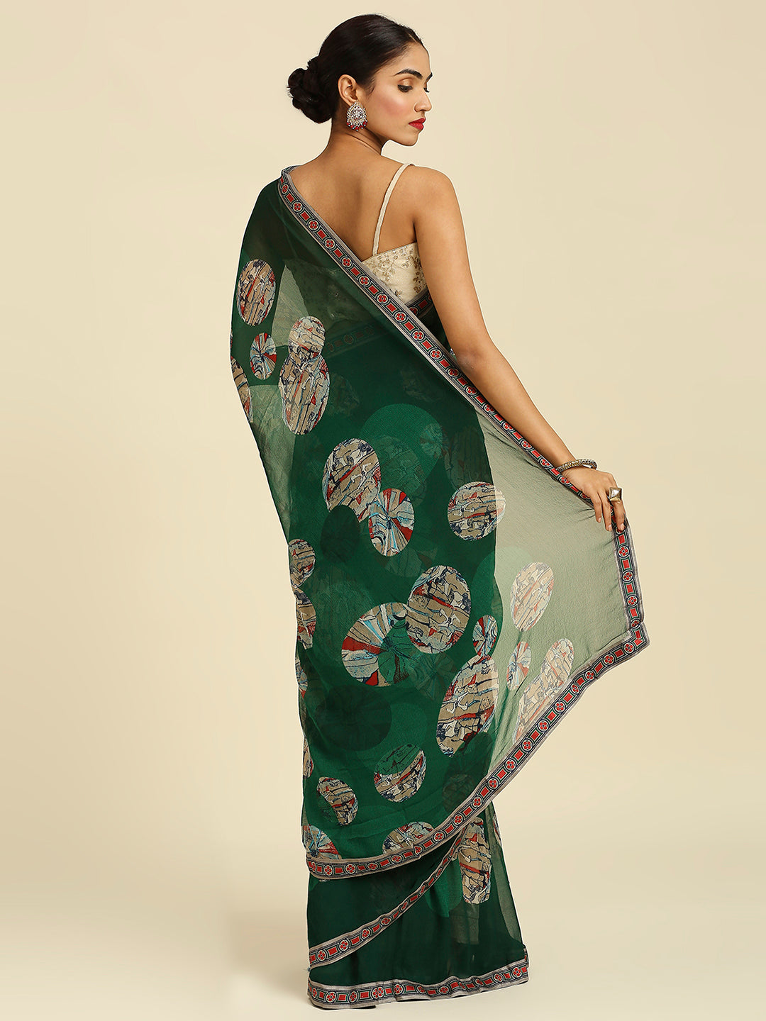 Laxmipati 6790 Poly Georgette Green Saree