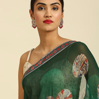 Laxmipati 6790 Poly Georgette Green Saree