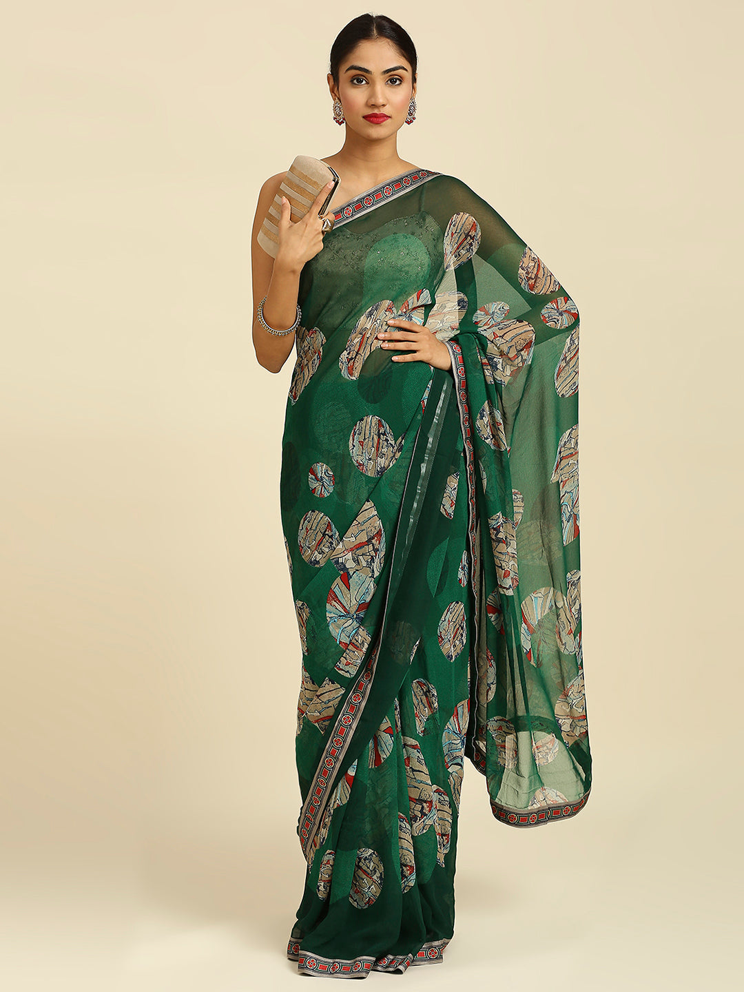 Laxmipati 6790 Poly Georgette Green Saree