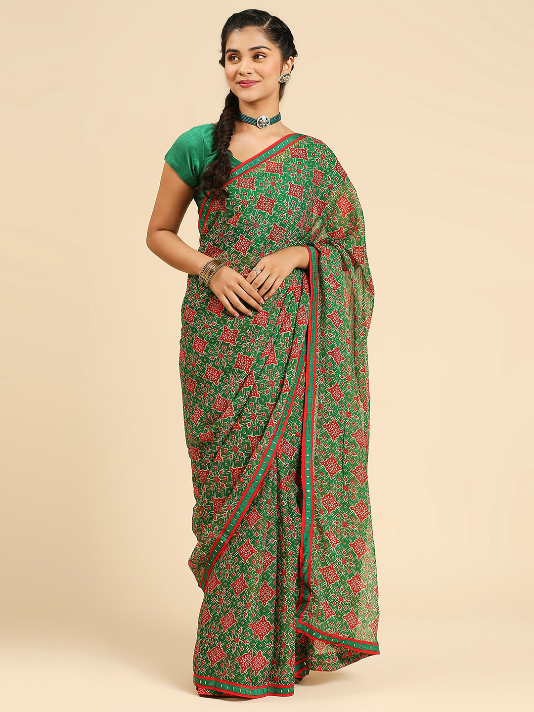 Laxmipati 6791 Poly Chiffon Green Saree