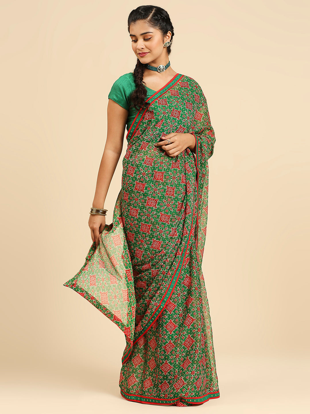 Laxmipati 6791 Poly Chiffon Green Saree