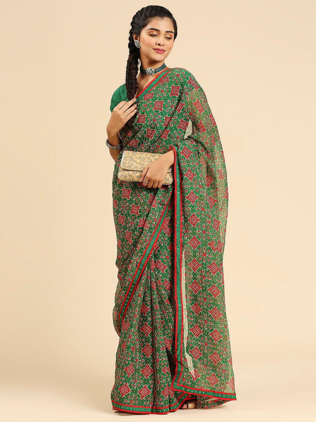 Laxmipati 6791 Poly Chiffon Green Saree