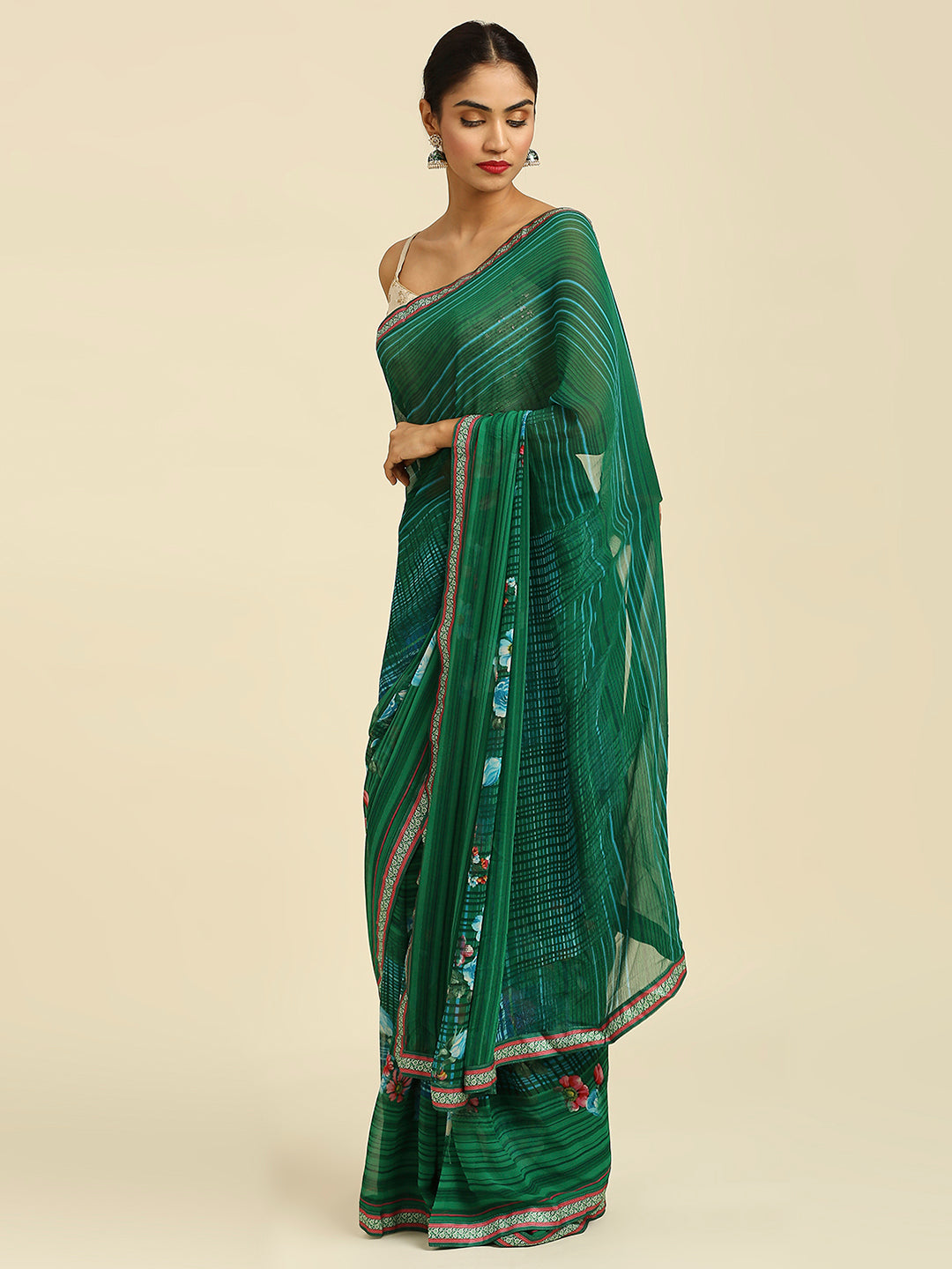 Laxmipati 6805 Poly Georgette Green Saree