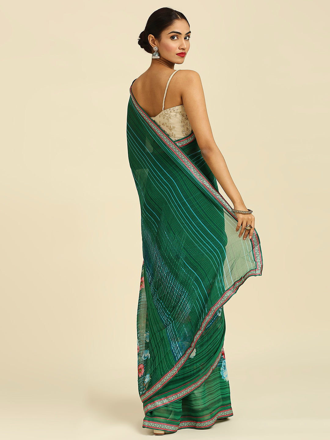 Laxmipati 6805 Poly Georgette Green Saree