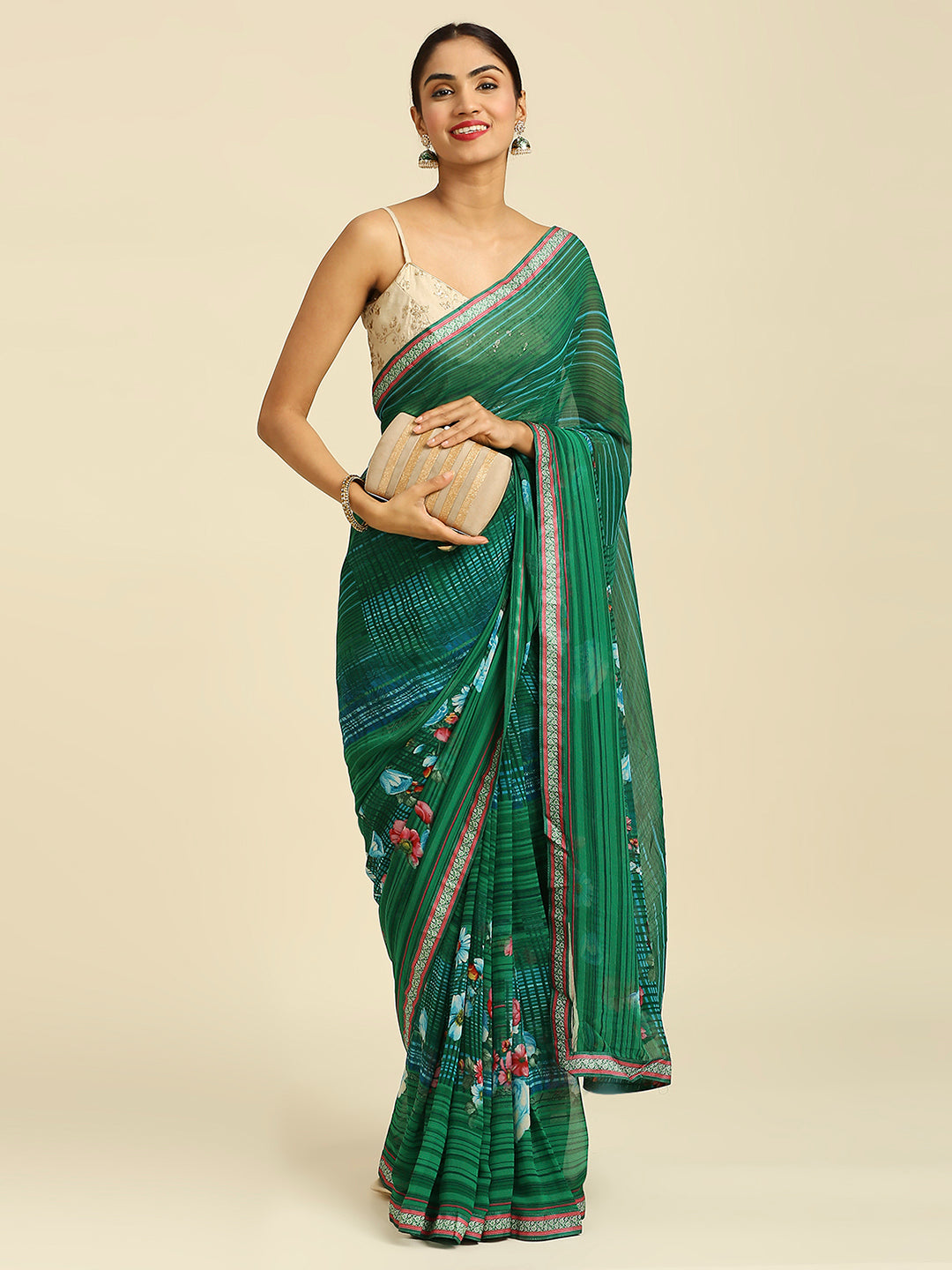 Laxmipati 6805 Poly Georgette Green Saree