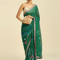 Laxmipati 6805 Poly Georgette Green Saree