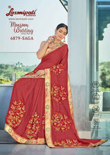 Laxmipati Bulbul 6879 Chiffon Rust Saree