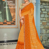 Laxmipati Bulbul 6884 Chiffon Orange Saree