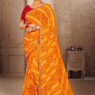 Laxmipati Mustard Chiffon Bandhani Saree