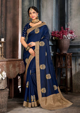 Laxmipati Rasili 7229 Crepe Navy Blue Saree