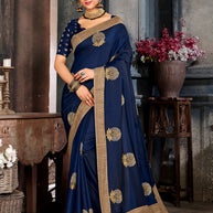 Laxmipati Rasili 7229 Crepe Navy Blue Saree