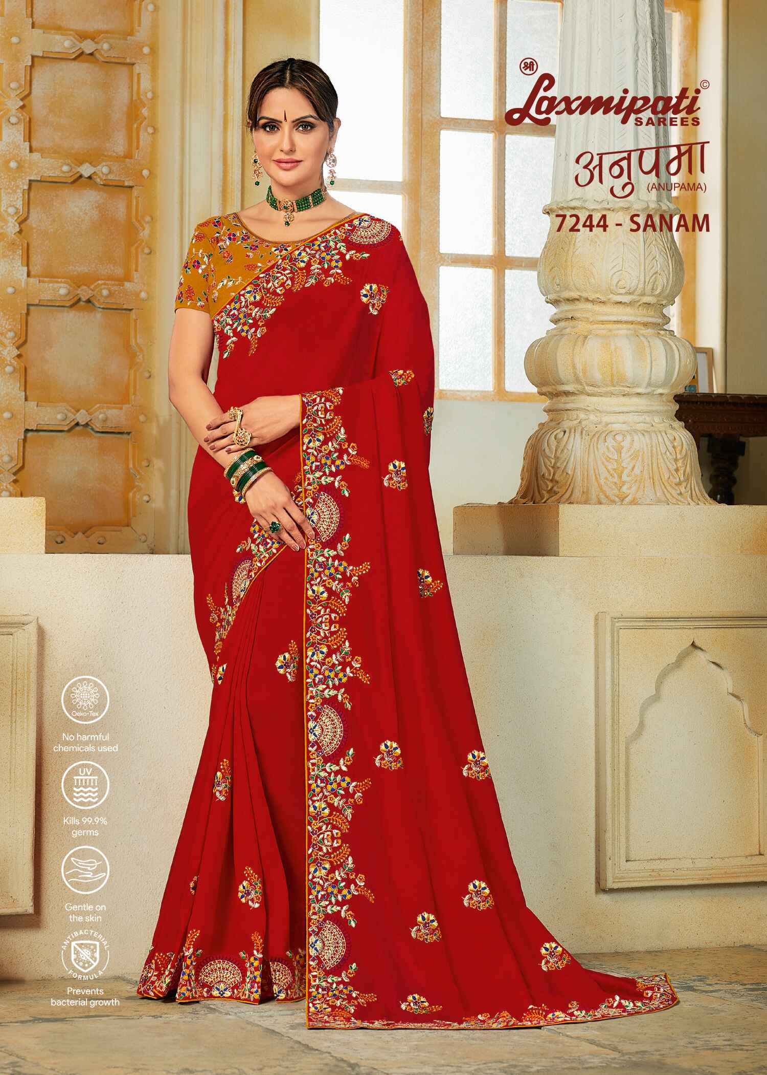 Laxmipati Bulbul 7244 Silk Red Saree