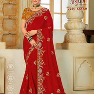 Laxmipati Bulbul 7244 Silk Red Saree